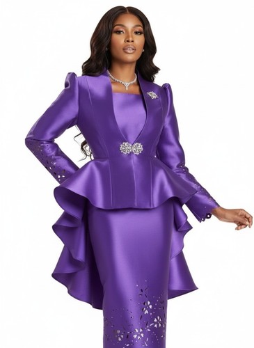 Regal purple satin suit with