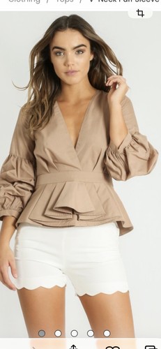 Women beige neck peplum - women’s,